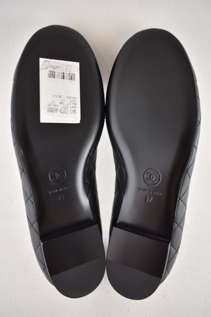 Chanel 23A Black Lambskin Leather Turnlock CC Quilted Ballet