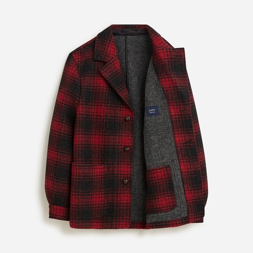 Abrigo J.Crew Edición Limitada Ludlow Lana Inglesa Negro Rojo Cuadros L Grande NUEVO - Imagen 2 de 8