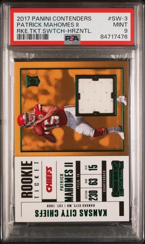 2017 Patrick Mahomes Panini Contenders Rookie Ticket Jersey Swatch #SW-3 PSA 9.