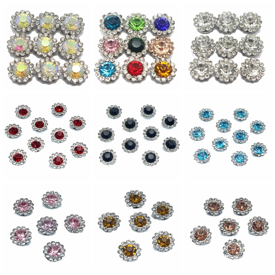 100 Silver Bling Crystal Rhinestone Pearl Flatback Button Beads 11mm Free Ship - Image 3 of 4