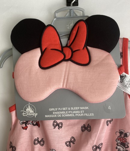 Disney Store Minnie Mouse Pajama W/ Sleep Mask Short Set Toddler Girls Size 4 - Picture 3 of 8