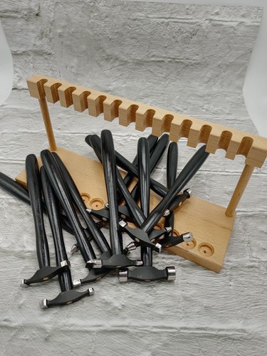 Set of 13 Texture Forming Hammers with Wooden Stand Forming Hammers Set - Picture 7 of 10