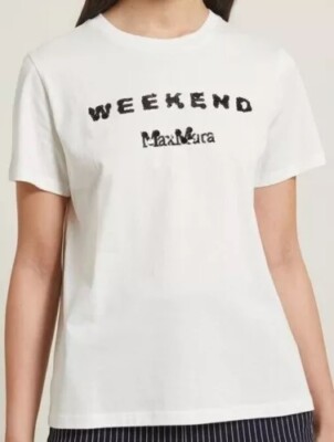 Weekend Max Mara Label-cut T-shirt Printed with Sequins Sz 