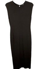 Club Monaco Maxi Dress Women Size 6 Polished Ponte Knit Sleeveless Black Keyhole