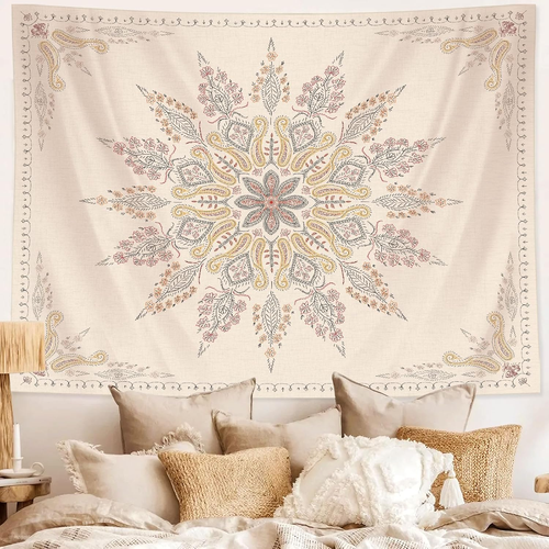 Grande Tapisserie Murale Médaillon – 50x64 – Textile Multi-Couleurs