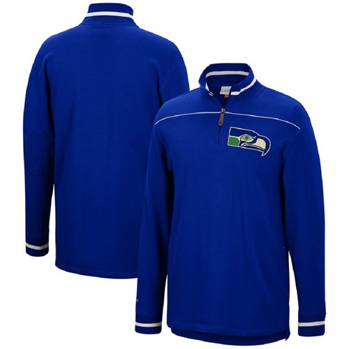 Seattle Seahawks NFL Mitchell & Ness Vintage Throwback 1/4 Zip Sweater Men's XL - Picture 2 of 4