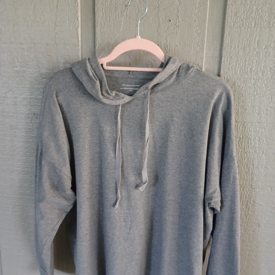 Eileen Fisher Women Hoodie Top Size M Preppy Organic Cotton Blend