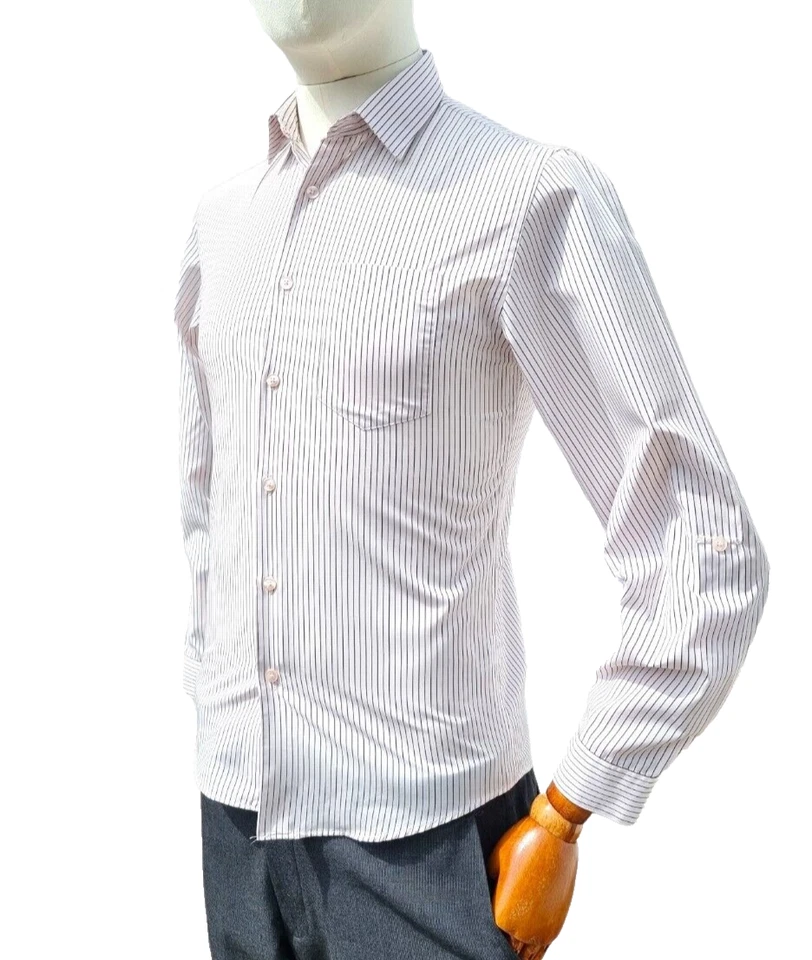 Topman Retro Shirt Long Sleeve Men's UK Size Small 35" - 38" Chest 15" Striped - Image 3 of 4