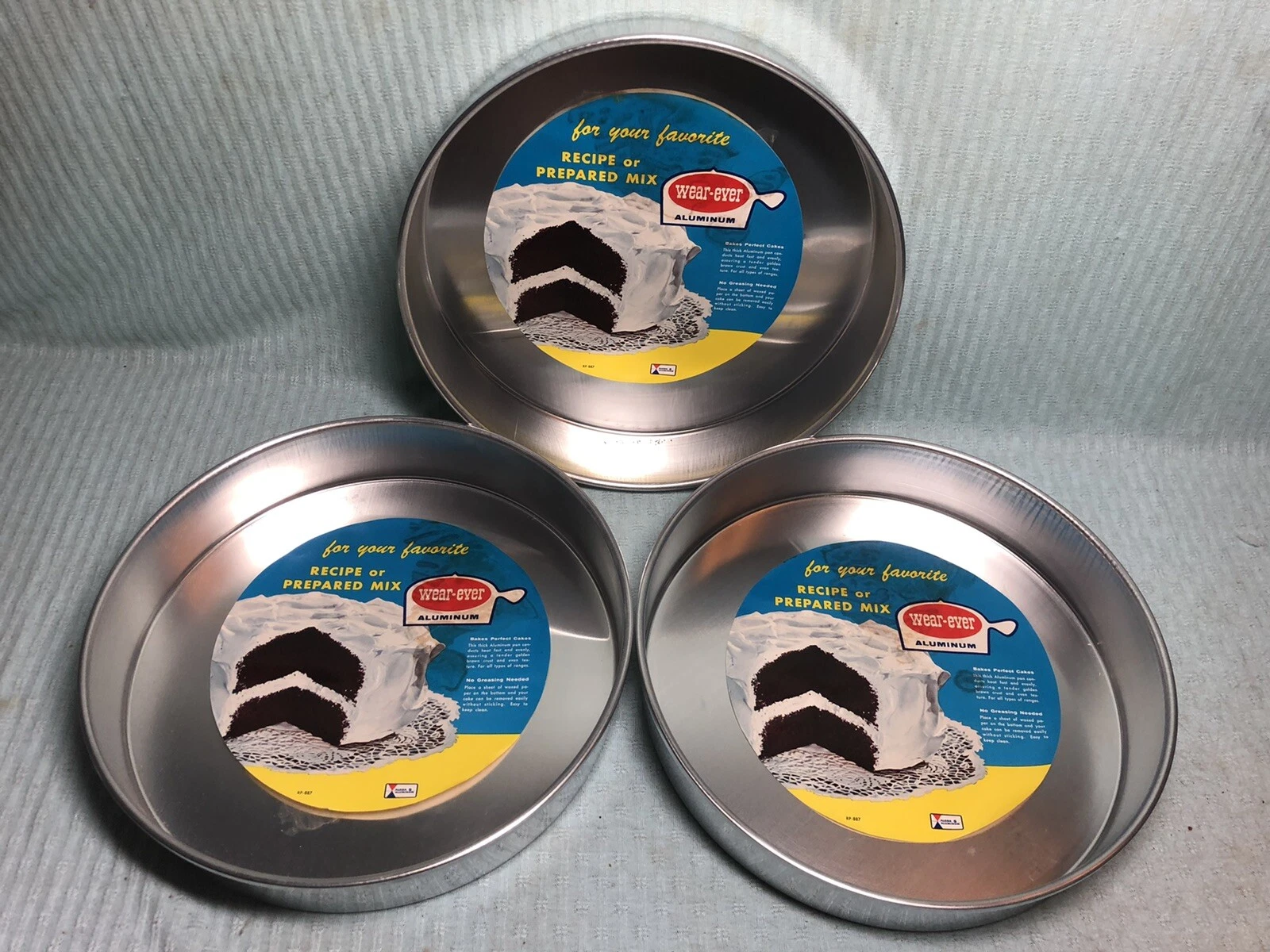 NEW Vintage (3) WEAR-EVER Round Cake Pans Aluminum 2716 Baking 10”x 2” USA 1950s