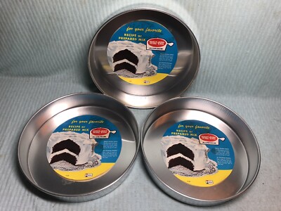 NEW Vintage (3) WEAR-EVER Round Cake Pans Aluminum 2716 Baking 10 x 2  USA 1950s