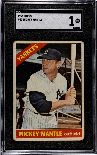 1966 Topps #50 Mickey Mantle DP SGC 1 New York Yankees