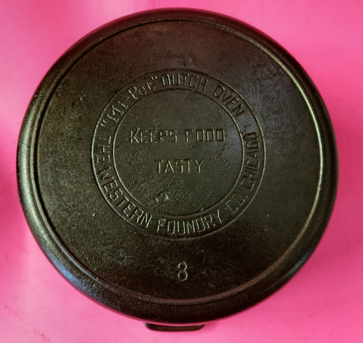 Vintage Cast Iron MI-PET No.8 Dutch Oven & Trivet Western Foundry