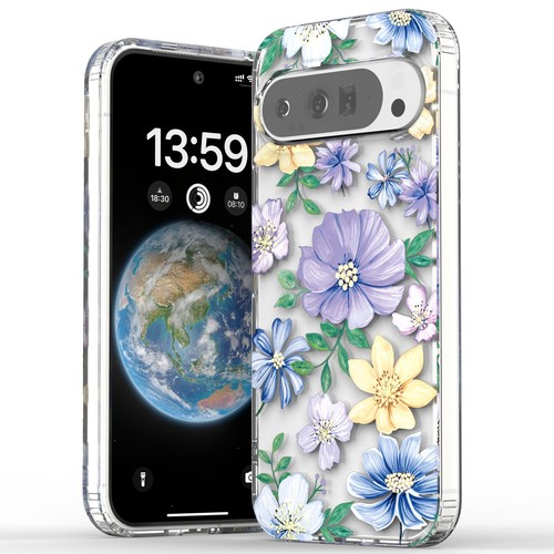 For Google Pixel 9A / 9 ProXL/9 Pro Floral Pattern Slim Shockproof Clear Case - 第 2/19 張圖片