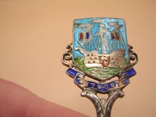 Birmingham Hallmarked Sterling Silver & Enamel Spoon - Crested Design WEYMOUH
