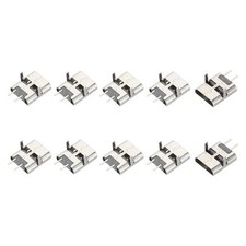 10Pcs USB Female Socket Connector Jack Port, 2Pin DIP 180Degree, Black