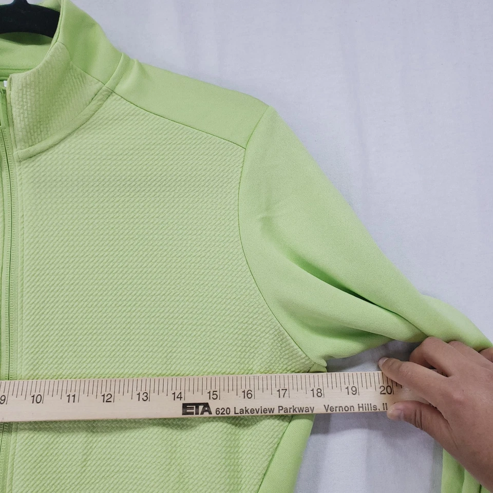 Adidas Lime Green Golf Jacket Sweater Women Size S Full Zip Embroidered Flower - Image 2 of 4