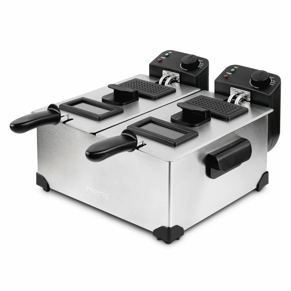 DFX600 Fritteuse aus Edelstahl Doppelbecken 2 unabhängige Thermostate je 3L h... - Bild 3 von 4