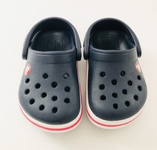 New Crocs Crocband Clog Slip On Shoe Toddler Youth C5 Navy White Red Stripe