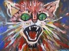 Hissing Cat, 9x12”, Acrylic/Canvas, Original,Signed, COA — photo 1