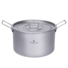 2.4L Titanium Soup Pot with Lid Camping Cookware with Foldable Handle Portabl...