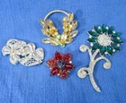 Vintage Costume Jewelry Rhinestone Brooches Craft Odd Brocken