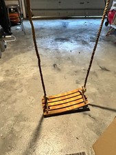Triple Tree Brand Wooden Tree Swing with Ropes adjustable length latches