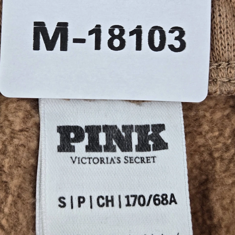 PINK Victoria's Secret Women Pants S Brown Logo Embroidery Sweatpants Fleece - Image 2 of 4