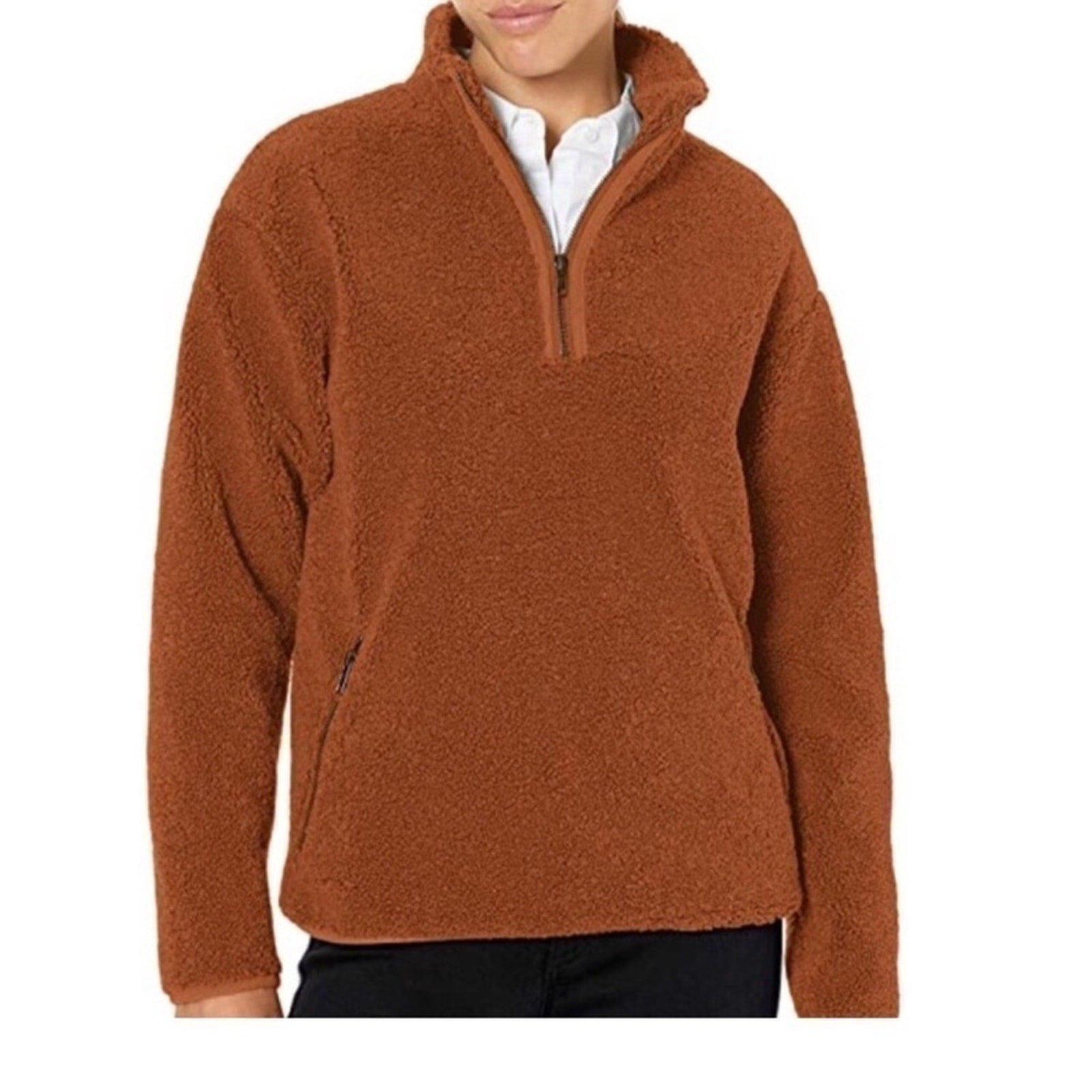 RUST TEDDY BEAR FLEECE PULLOVER - image 1