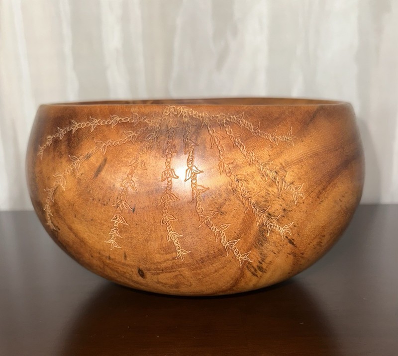 Vintage Mango Wood Wooden Bowl, Designed & Signed 5” Tall X 9” Diameter RARE!