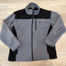 New Balance Fleece Jacket Mens M Gray Black Full Zip Outdoor Layer Warm