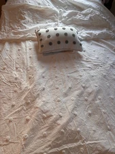 Urban Habitat Full/Queen Cotton Duvet Cover Set Polka Dot Chenille Off White