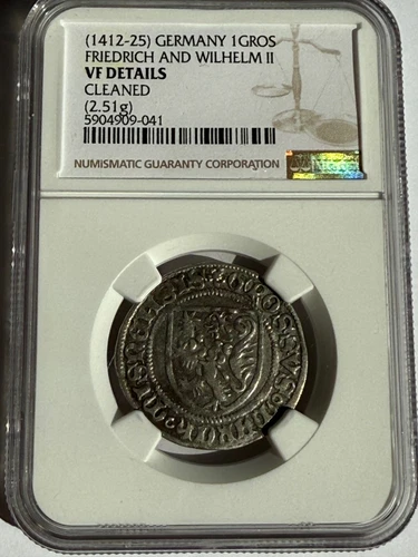 1412-25 GERMAN STATES FRIEDRICH & WILHELM II NGC VF Details cleaned