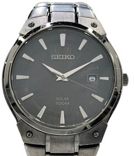 Seiko Solar Black Ion Plated Watch Date V157-0AV0 Japan 100M