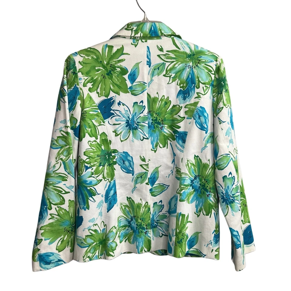 Blazer Mujer Notaciones Acuarela Floral Verde y Azul Talla 6 Foto 2 de 4