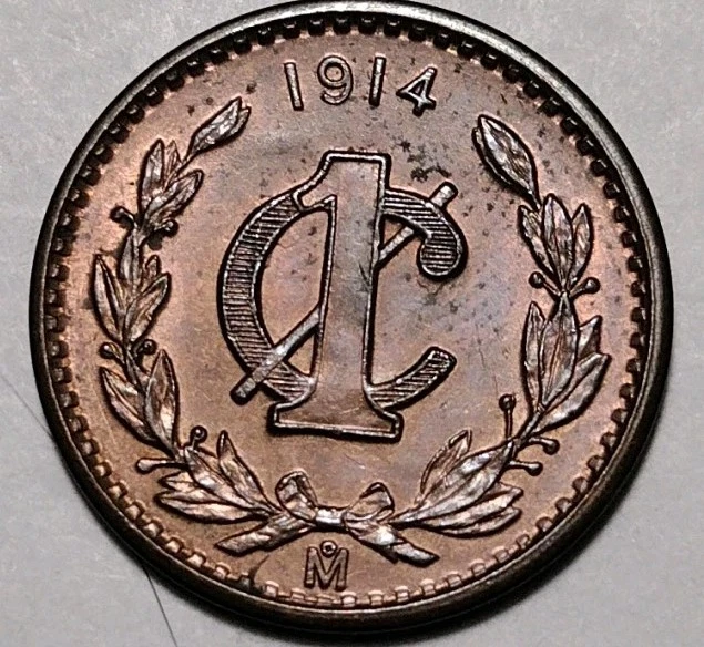 Mexico 1914 1 Centavo UnCirculated Bronze Coin KM#415 C25-510 - Image 3 of 4