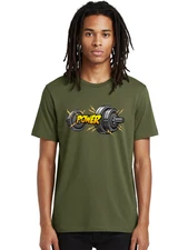Power-Dumbbell Mens Graphic Tee, 100% Cotton, Casual Summer Wear