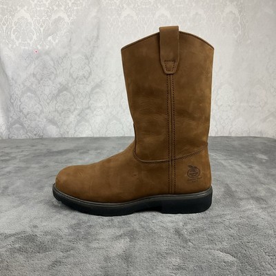 Georgia Boot Men s Wellington Wedge Work Tan Leather Work Boots Size9W Steel Toe