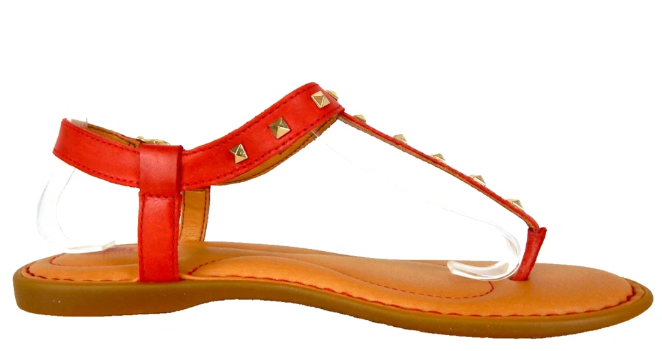 BORN Red Studded Leather Flat Thong Sandals SZ 9 - Image 4 of 4