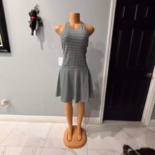 Gap Womens Navy Blue White Striped Sleeveless Halter Fit Flare Dress Size M