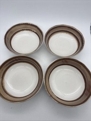 Set Of 4 Sango Waves Brown Cereal Soup Bowls 4971~ 7 3/4 