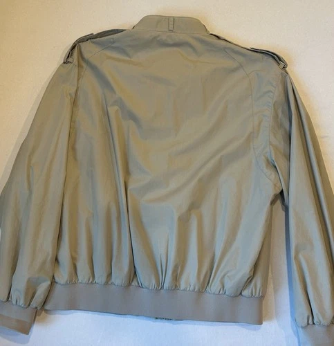 Vintage Members Only Jacket Tan Beige Mens Large Full Zip Epaulettes image 7