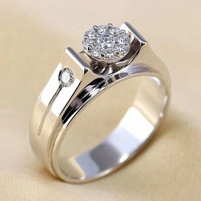 0.50 CTW VVS1/D Moissanite 14K White Gold Plated Round Engagement Wedding Ring