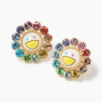 Takashi Murakami x Liquem Rainbow Flower Earrings Kaikai Kiki Accessory Rare