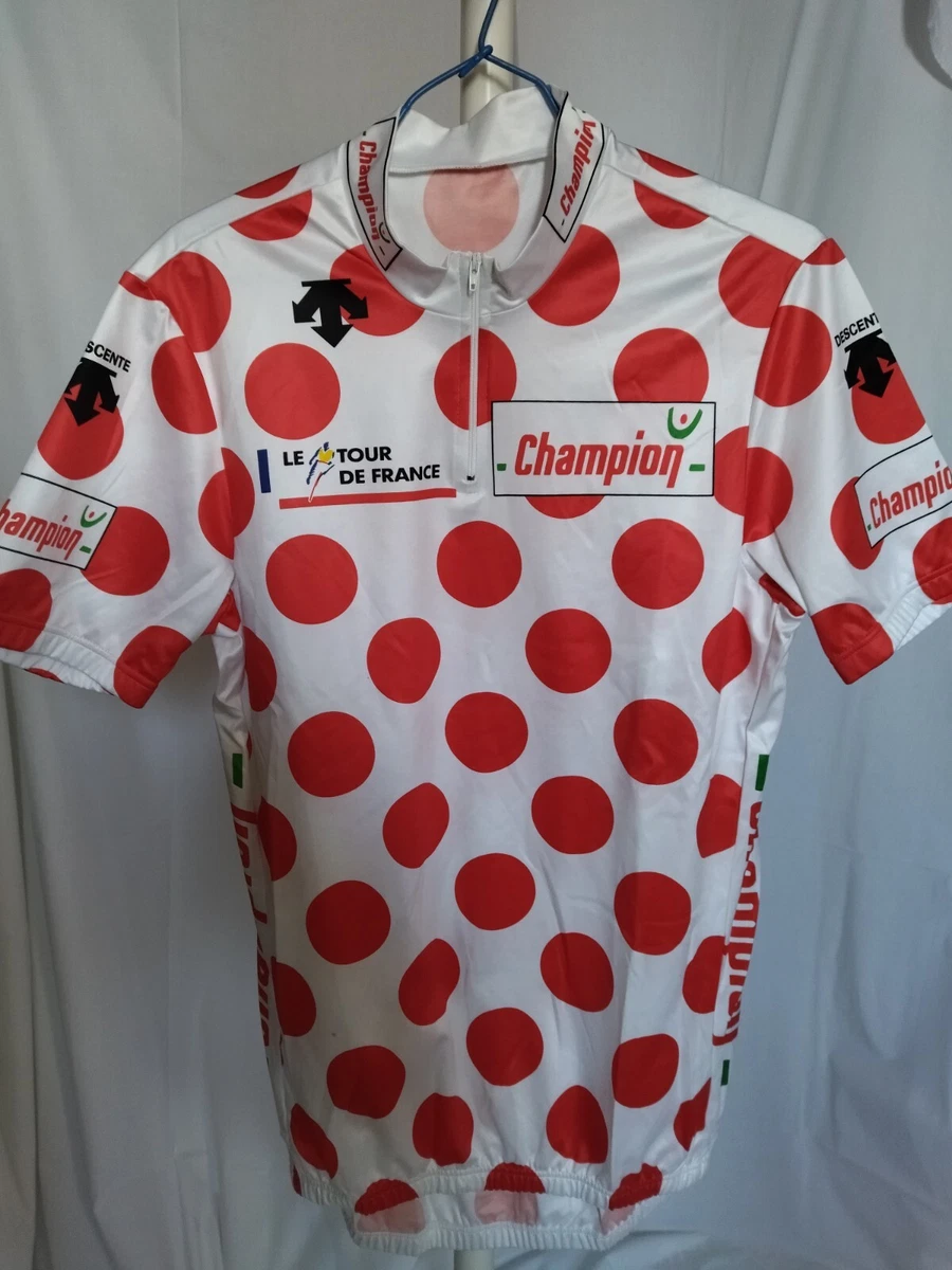Maillot Cycliste Shemsy À Travers Les Hauts De France, Blanc à Pois Rouges, Taille S