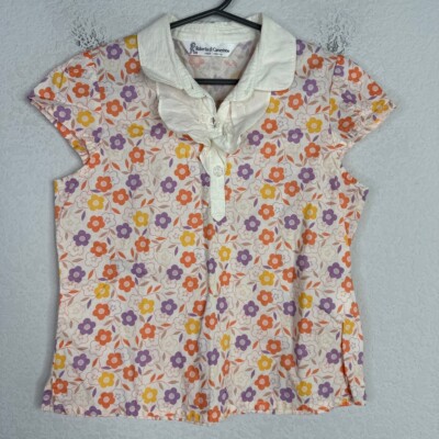 Roberta Di Camerino Shirt Girl Size 10 Floral Designer Coquette Retro Blouse