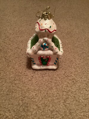 Lao Mai Christmas Ornament Blown Glass  Gingerbread Bread House 4.5 Inches