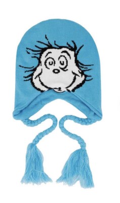Dr. Seuss Thing 1 & 2 Reversible  Beanie w/ Ear Flaps Winter Boys / Girls Hat
