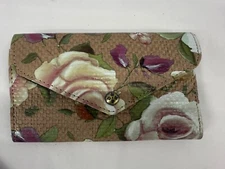 Patricia Nash Cori Leather Envelope Wallet RAFFIA CRACKLED ROSE NWTS RARE
