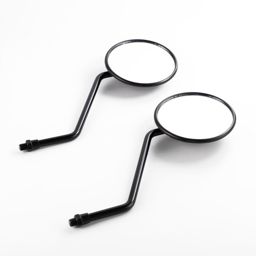 US Motorcycle Round Black Mirrors Rear Side View Mirror Large View 10mm Thread - Picture 2 of 10