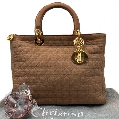 Corps bandoulière marron Lady Dior en nylon bidirectionnel du Japon